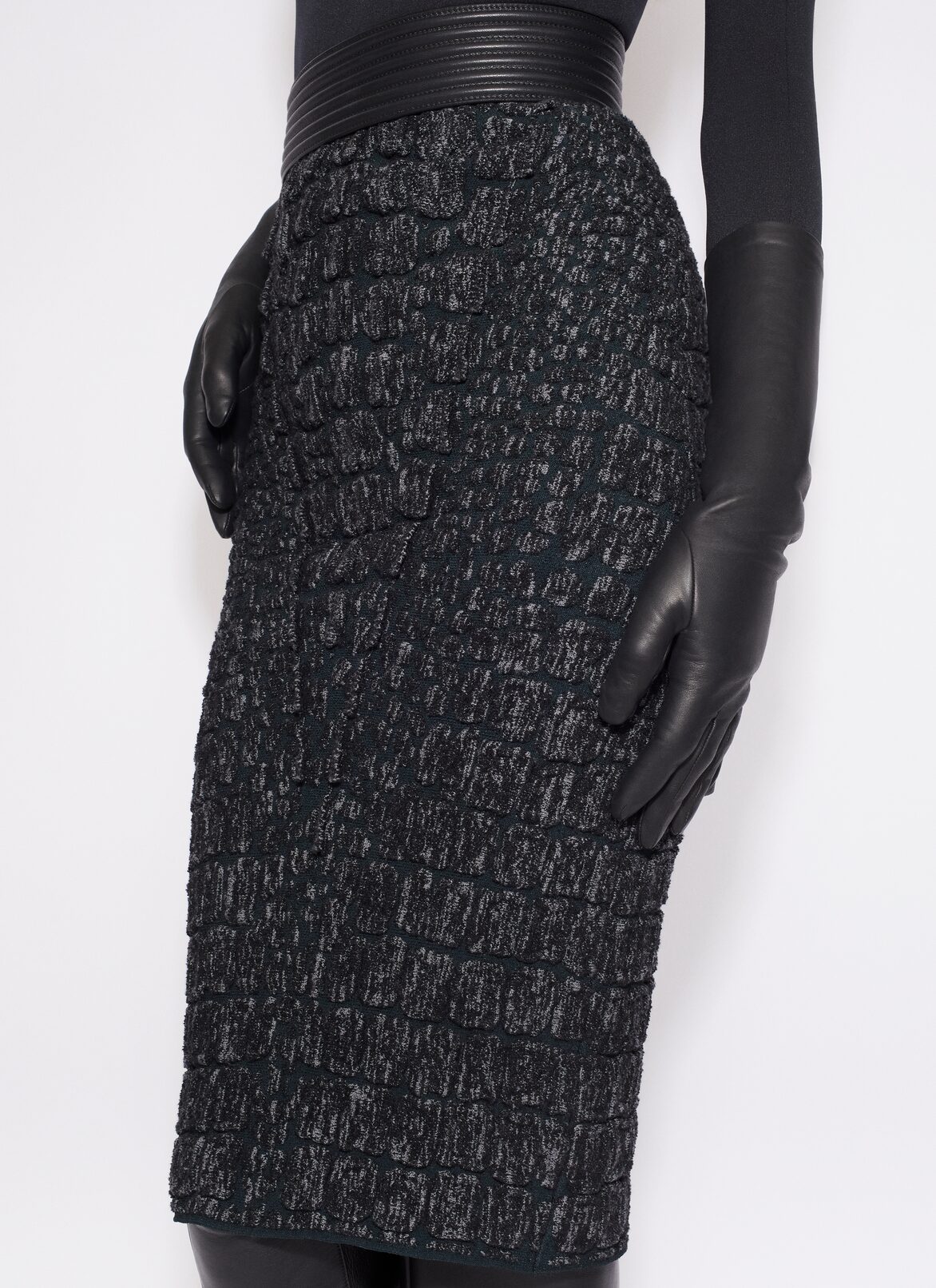 PENCIL CROCO SKIRT ALAÏA BLACK PENCIL CROCO SKIRT